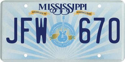 MS license plate JFW670