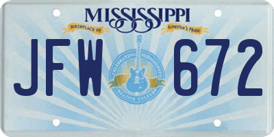 MS license plate JFW672