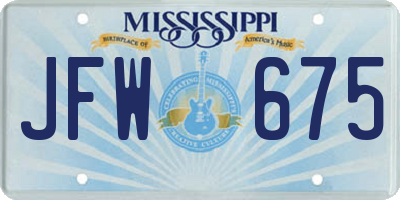 MS license plate JFW675