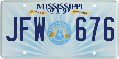 MS license plate JFW676