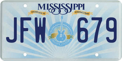MS license plate JFW679