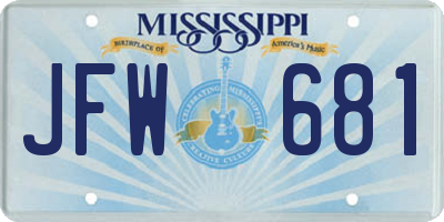 MS license plate JFW681