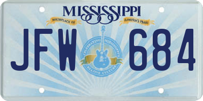 MS license plate JFW684