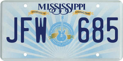 MS license plate JFW685
