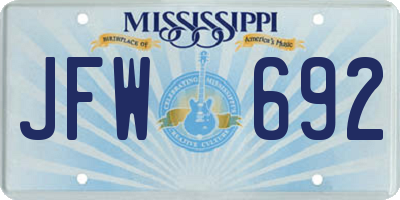 MS license plate JFW692