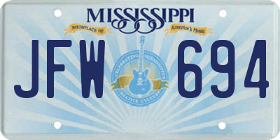 MS license plate JFW694