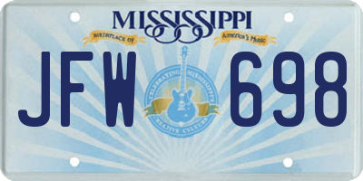 MS license plate JFW698