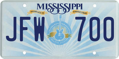 MS license plate JFW700