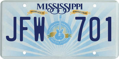 MS license plate JFW701