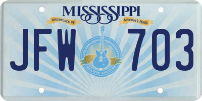 MS license plate JFW703