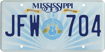 MS license plate JFW704