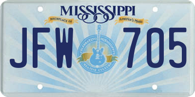 MS license plate JFW705