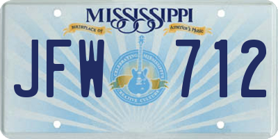 MS license plate JFW712