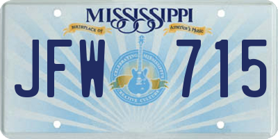 MS license plate JFW715