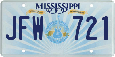 MS license plate JFW721