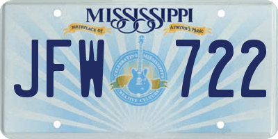 MS license plate JFW722