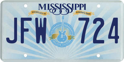 MS license plate JFW724