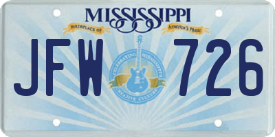 MS license plate JFW726