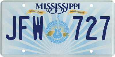 MS license plate JFW727