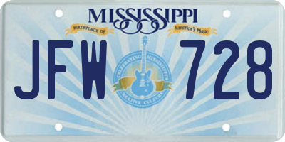 MS license plate JFW728