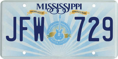 MS license plate JFW729