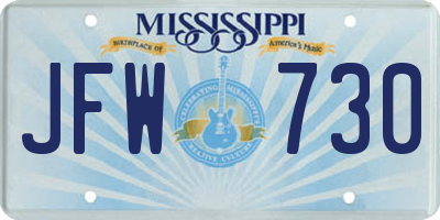 MS license plate JFW730