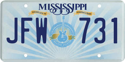 MS license plate JFW731