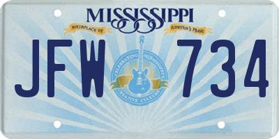 MS license plate JFW734
