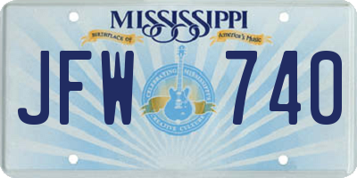 MS license plate JFW740