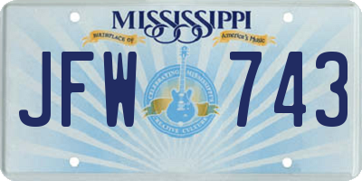 MS license plate JFW743