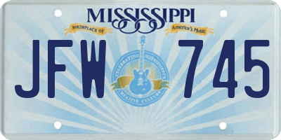 MS license plate JFW745