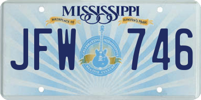MS license plate JFW746