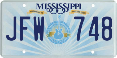 MS license plate JFW748