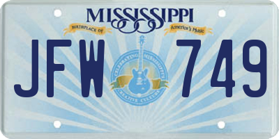 MS license plate JFW749