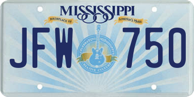 MS license plate JFW750