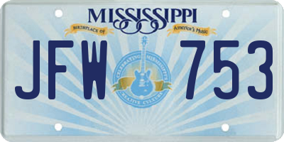 MS license plate JFW753