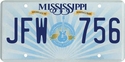 MS license plate JFW756