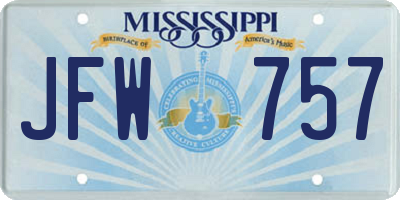 MS license plate JFW757