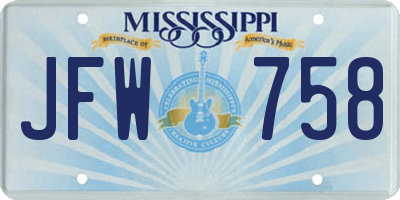 MS license plate JFW758