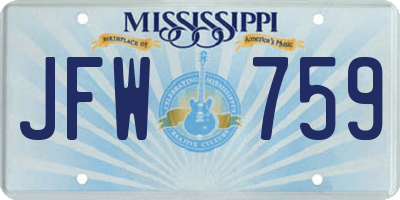 MS license plate JFW759