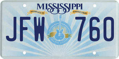 MS license plate JFW760
