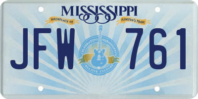 MS license plate JFW761