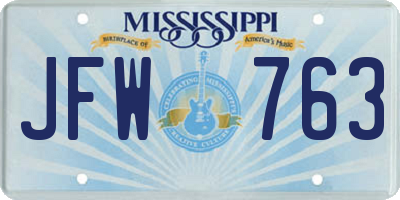 MS license plate JFW763