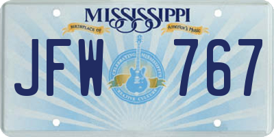 MS license plate JFW767
