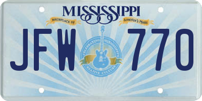 MS license plate JFW770
