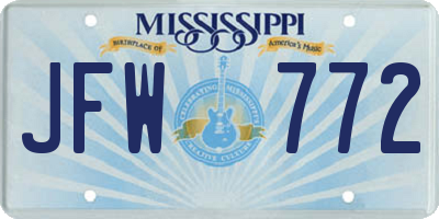 MS license plate JFW772