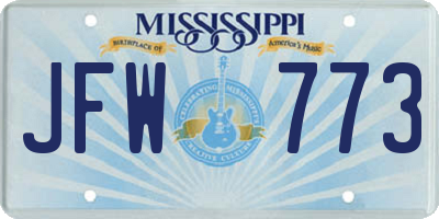 MS license plate JFW773