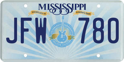 MS license plate JFW780