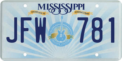 MS license plate JFW781