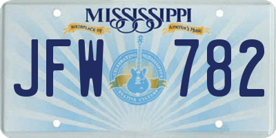 MS license plate JFW782